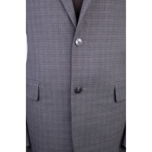 J.Ferrar Men's Sport Coat Blazer Two Button Charcoal Plaid Poly Blend Slim 42L - Picture 3 of 13